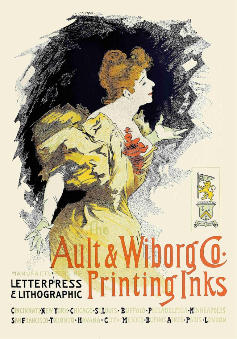 Ault and Wiborg, Ad. 085,Ault in Wiborg, Ad. 085,Jules Chéret,Ilustracija,Ilustracija, 1 dekle, obleka, solo