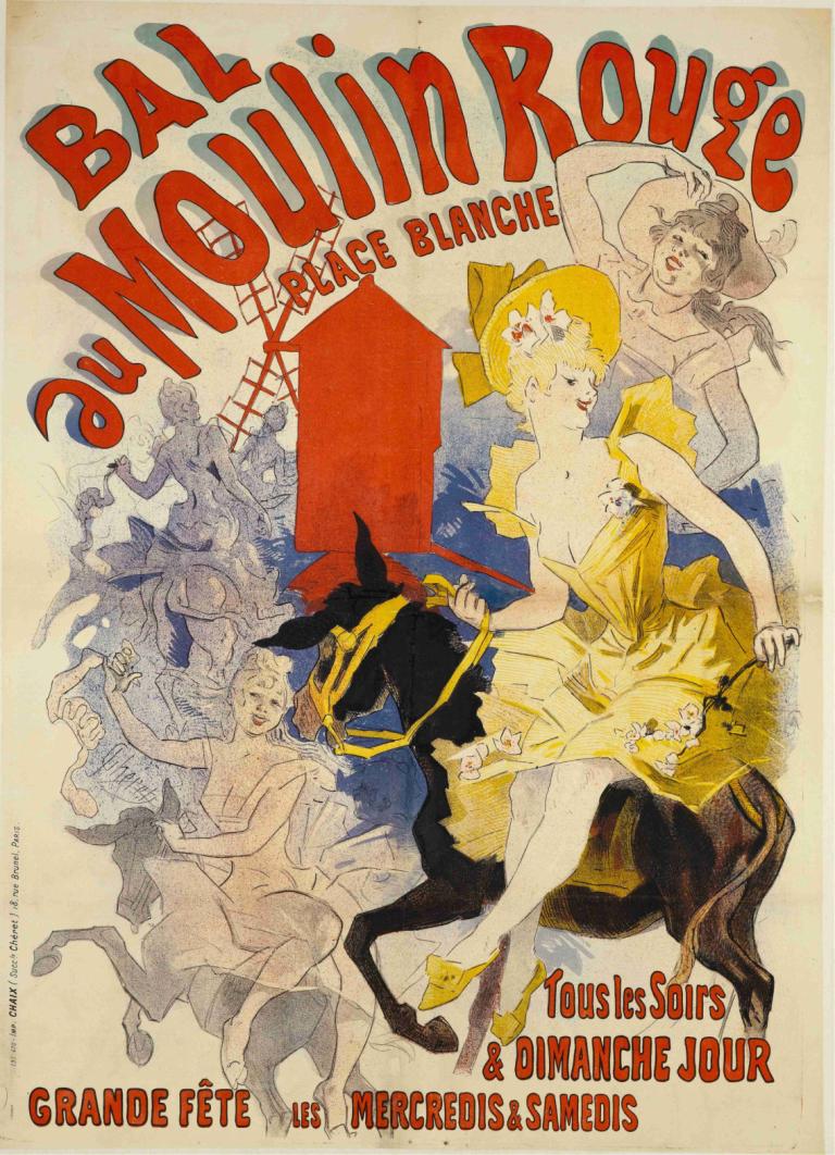 Bal Au Moulin Rouge Place Blanche,발 오 물랑루즈 플레이스 블랑쉬,Jules Chéret,쥘 셰레,일러스트레이션,일러스트레이션, 말, 미술 패러디, 여러 여자