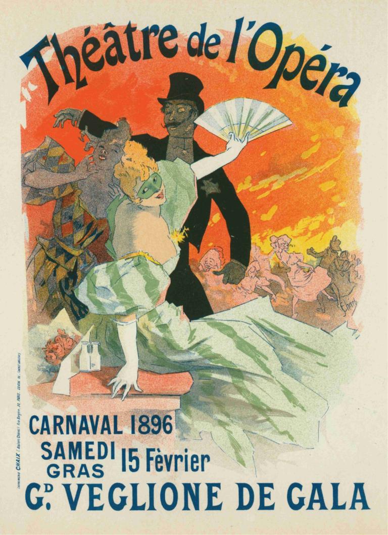 Carnaval 1896. Grand Veglione De Gala,Karnevalen 1896. Stora Veglione De Gala,Jules Chéret,Illustration