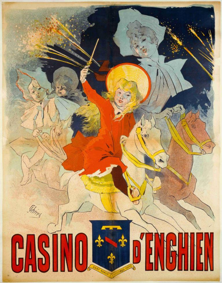 Casino D'enghien,Kasino D'enghien,Jules Chéret,Abbildung,Abbildung, Pferd, Reiten, Retro-Kunststil