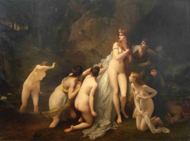 Diane surprised,Diane sorprendida,Jules Joseph Lefebvre,Pintura al óleo,Pintura al óleo