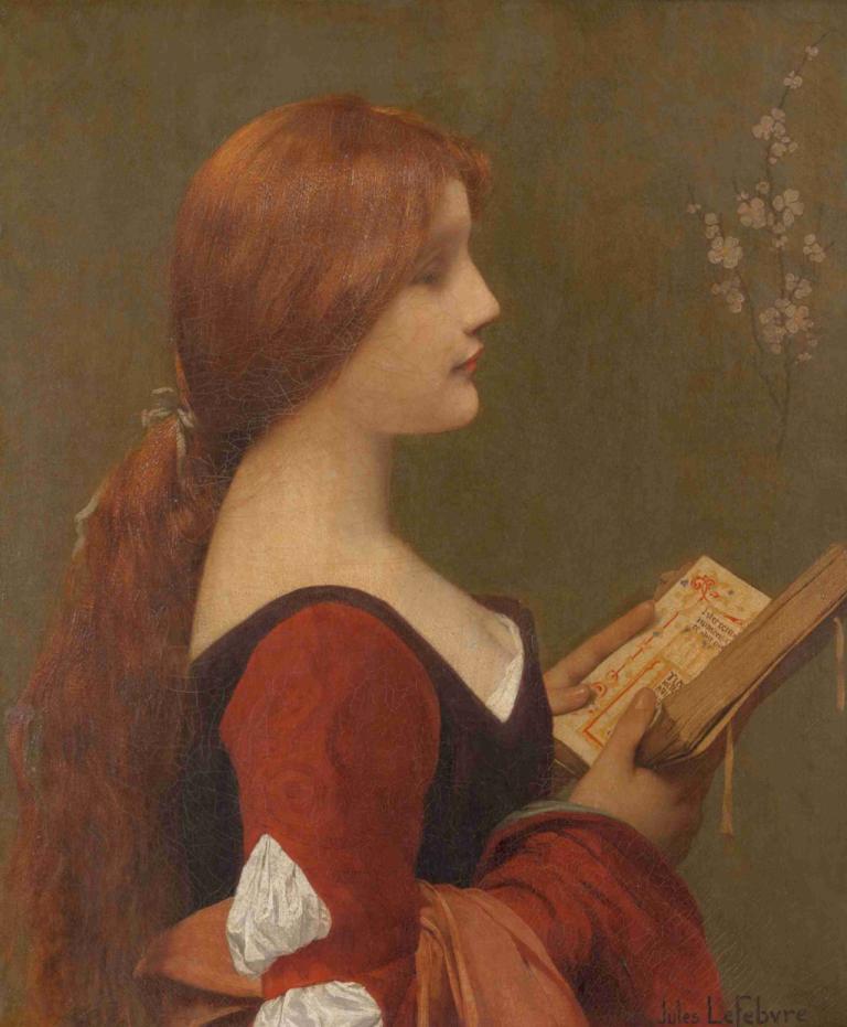 Jeanne la Rousse,Jeanne den rødhårede,Jules Joseph Lefebvre,Oljemaleri,Oljemaleri, solo, 1 jente, langt hår