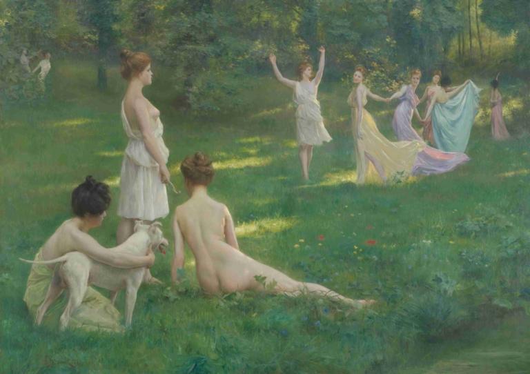 Les Chasseuresses,Julius Leblanc Stewart,จูเลียส เลอบรอน สจ๊วร์ต,จิตรกรรมสีน้ำมัน,จิตรกรรมสีน้ำมัน