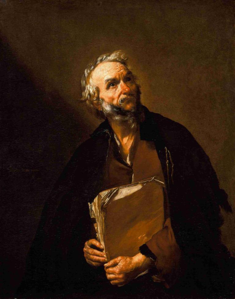 A Philosopher,En filosof,Jusepe de Ribera,Oliemaleri,Oliemaleri, 1 dreng, mandligt fokus, solo, ansigtshår