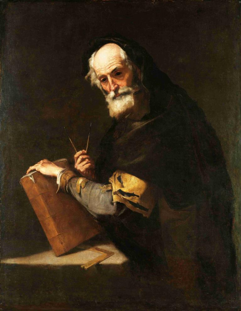 A Philosopher, Presumed To Be Archimedes,En filosof som antas vara Arkimedes,Jusepe de Ribera,Oljemålning