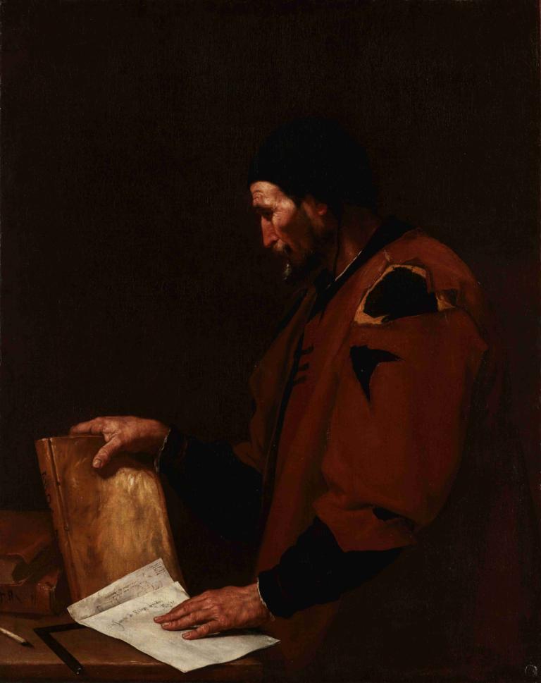 A Philosopher, probably Euclid,En filosof, sandsynligvis Euklid,Jusepe de Ribera,Oliemaleri,Oliemaleri