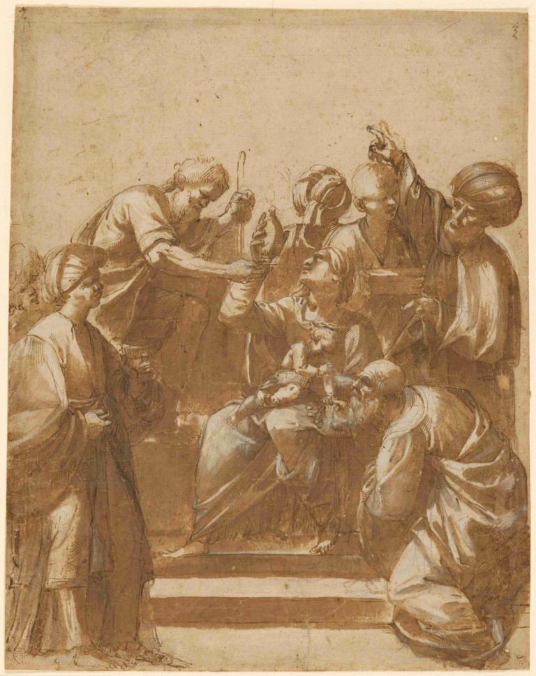 Adoration of the Magi,Jusepe de Ribera,Copperplate Etching,Copperplate Etching, sepia, multiple boys