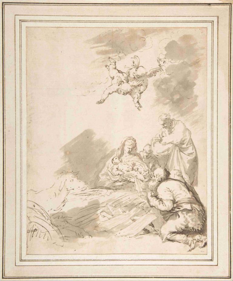 Adoration of the Shepherds,Tillbedjan av herdarna,Jusepe de Ribera,Kopparplåt Etsning,Kopparplåt Etsning