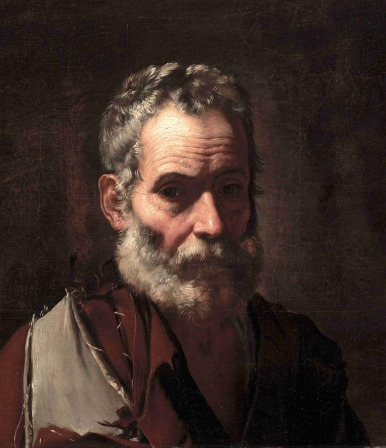 An Old Man,En gammal man,Jusepe de Ribera,Oljemålning,Oljemålning, 1 pojke, solo, manligt fokus, ansiktshår