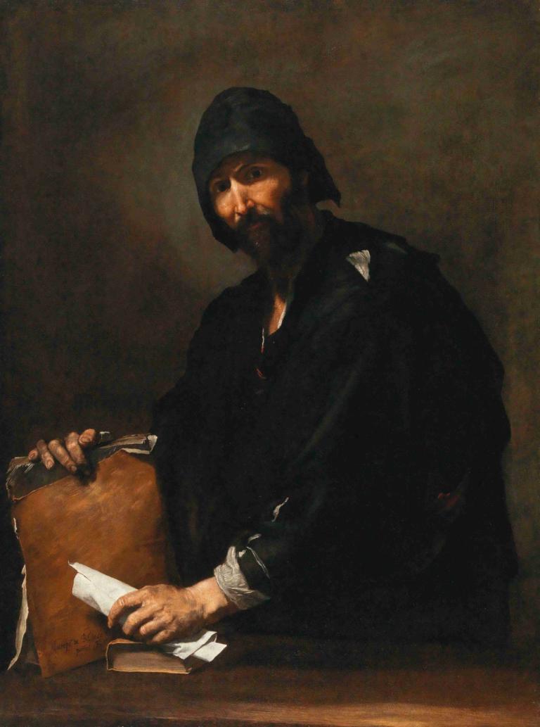 Heraclitus,赫拉克利特,Jusepe de Ribera,油画,油画, 1男孩, 男性焦点, 独奏, 美术模仿, 胡子, 胡须, 假传统媒体, 实际的, 黑发, 胡子