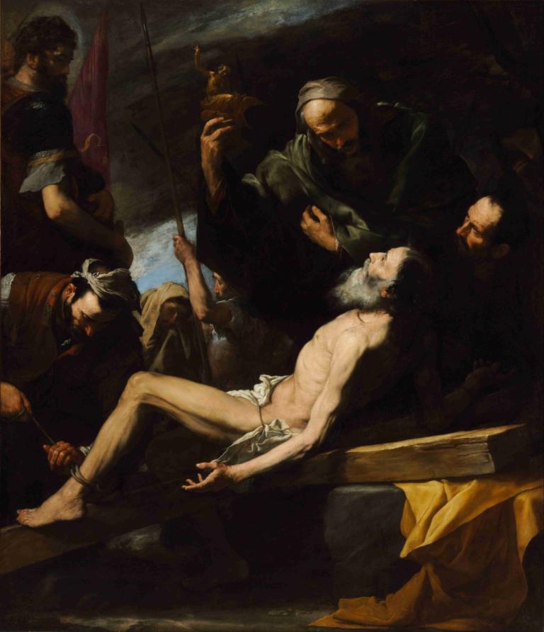 Martyrdom Of Saint Andrew,圣安德鲁的殉难,Jusepe de Ribera,油画,油画, 美术模仿, 多个男孩, 戏仿, 男性焦点, 假传统媒体, 6+男孩, 赤脚, 武器, 保持