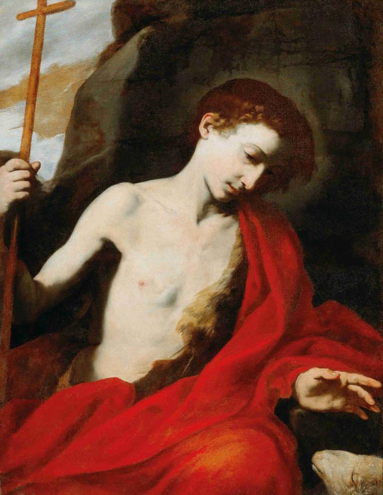 Saint John the Baptist,Jusepe de Ribera,Oil Painting,Oil Painting, fine art parody, male focus, 1boy, solo