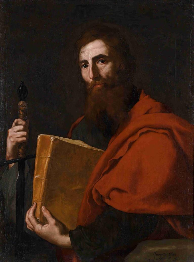 Saint Paul,Jusepe de Ribera,Oljemålning,Oljemålning, 1 pojke, vapen, manligt fokus, solo, svärd, innehav