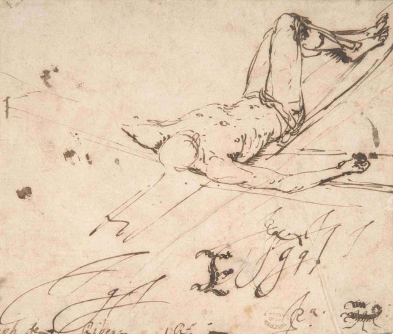 Study for a Crucifixion of St. Peter,Studie för en korsfästning av S:t Peter,Jusepe de Ribera,Skiss,Skiss