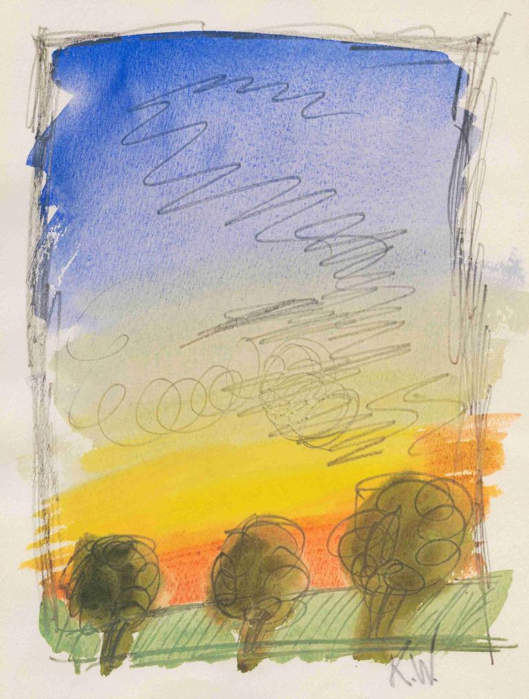 Aus meinem Leben, 50 Blätter XXII,Karl Wiener,Illustration,Illustration, multiple boys, 2boys, sky, sunset