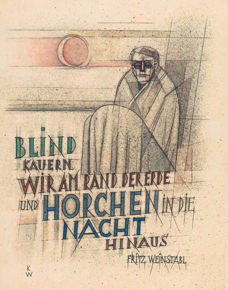 Blind kauern wir am Rand der Erde...,Karl Wiener,Illustration,Illustration, 1boy, solo, male focus