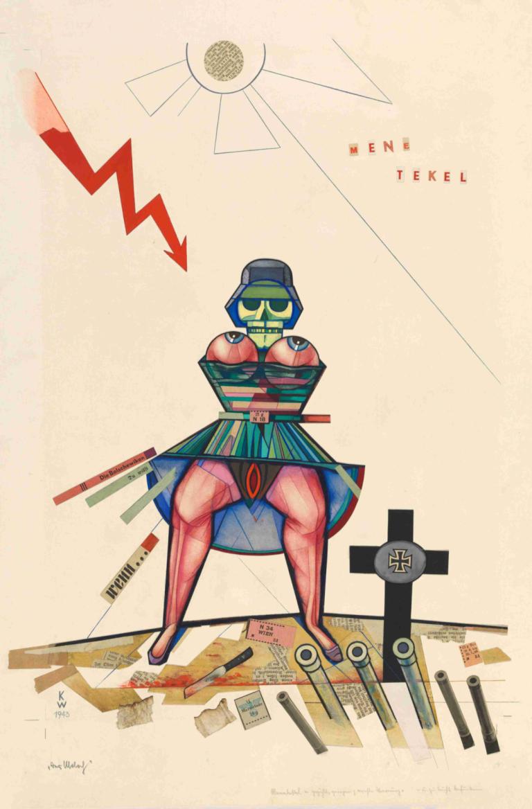 Der Moloch,Karl Wiener,Illustration,Illustration, 1girl, solo, skirt, traditional media, arrow (symbol)