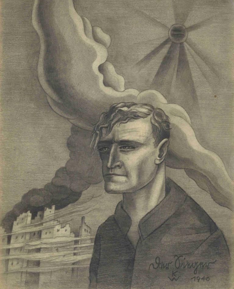 Der Sieger,Le vainqueur,Karl Wiener,Illustration,Illustration, 1garçon, monochrome, foyer masculin