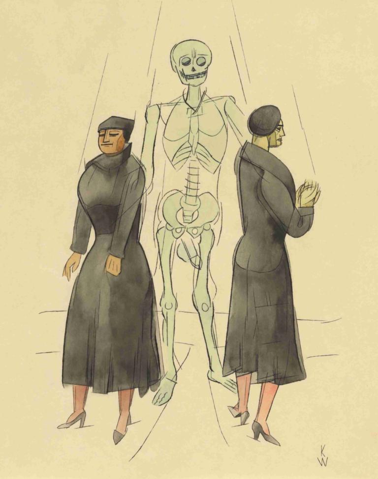 Die Frauen und der Tod,Kvinnor och död,Karl Wiener,Illustration,Illustration, skelett, högklackat, 1 tjej