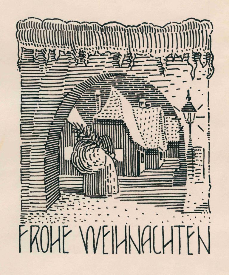 Frohe Weihnachten,Wesołych Świąt,Karl Wiener,Ilustracja,Ilustracja, monochromia, 1 dziewczyna, solo, parodia