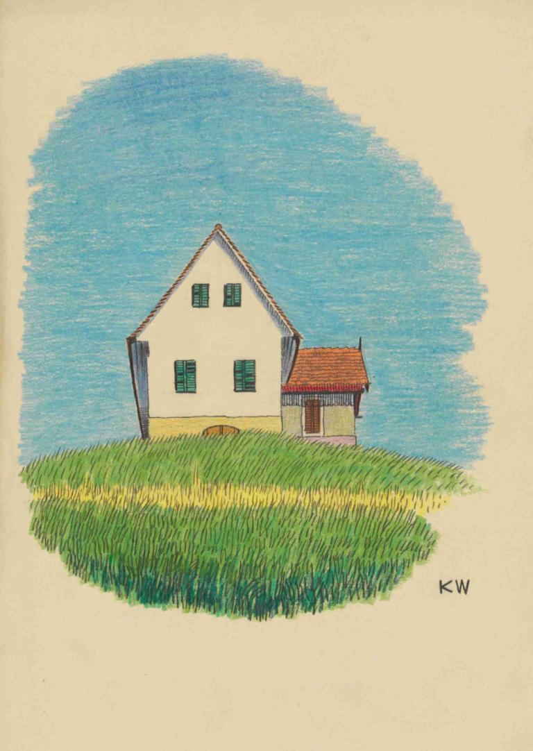 Ohne Titel (Haus in Wiese),Uden titel (hus på eng),Karl Wiener,Illustration,Illustration, ingen mennesker