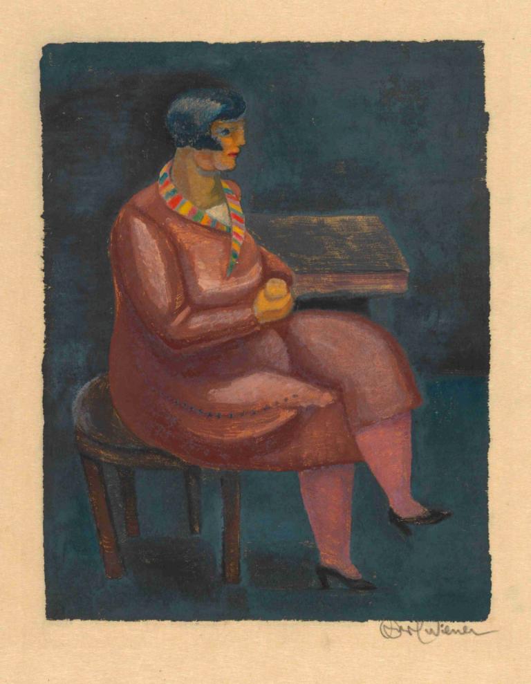 Ohne Titel (sitzende Frau),Fără titlu (femeie așezată),Karl Wiener,Ilustrație,Ilustrație, solo, 1 fata