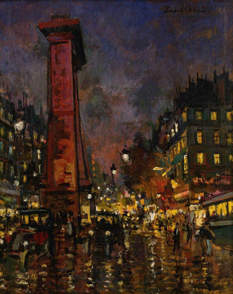 La Porte Saint Denis,Konstantin Alexeevich Korovin,Pintura al óleo,Pintura al óleo, escenario, ciudad