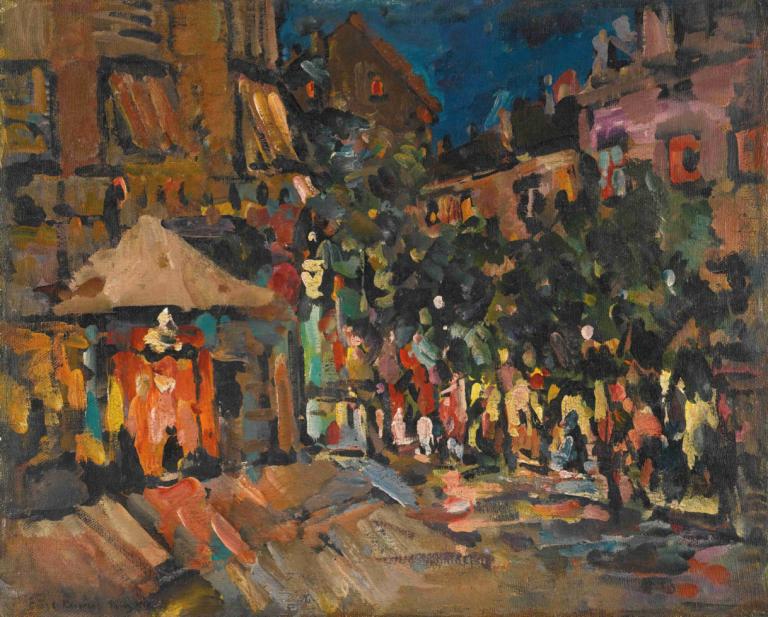 Paris By Night,Parijs bij nacht,Konstantin Alexeevich Korovin,Konstantin Aleksejevitsj Korovin,Olieverf