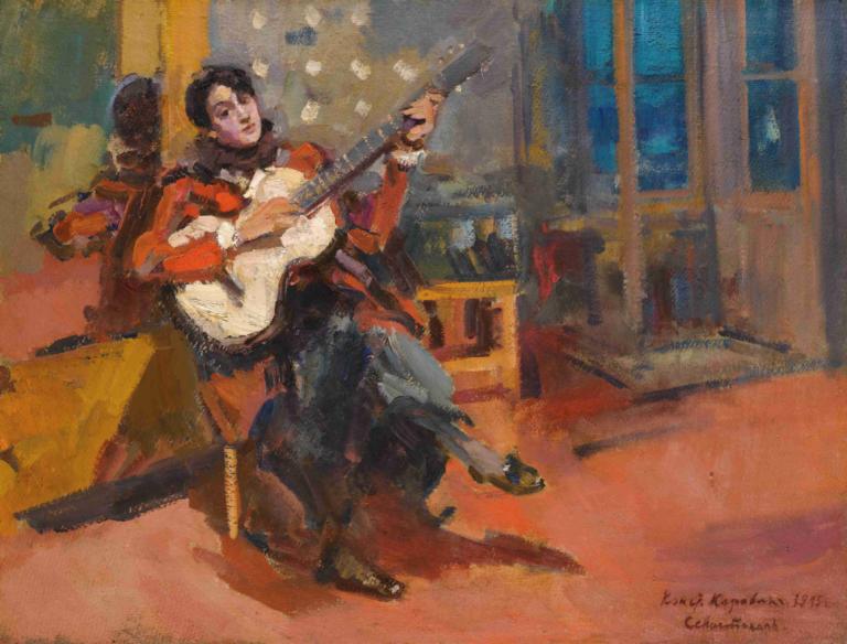 The Guitar Player,De Gitarist,Konstantin Alexeevich Korovin,Konstantin Aleksejevitsj Korovin,Olieverf