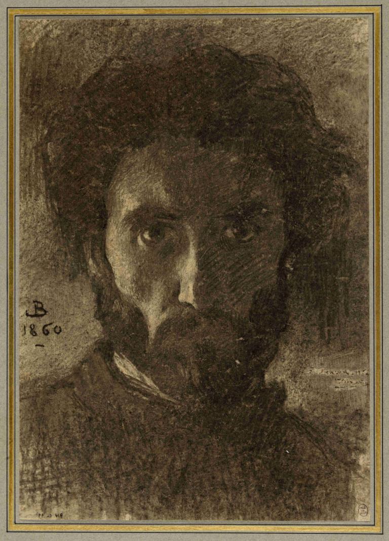 Portrait de l'artiste,Nghệ sĩ vẽ chân dung L,Léon Bonnat,L. Bonnet.,Khắc tấm đồng,Khắc tấm đồng, đấu, Đơn sắc