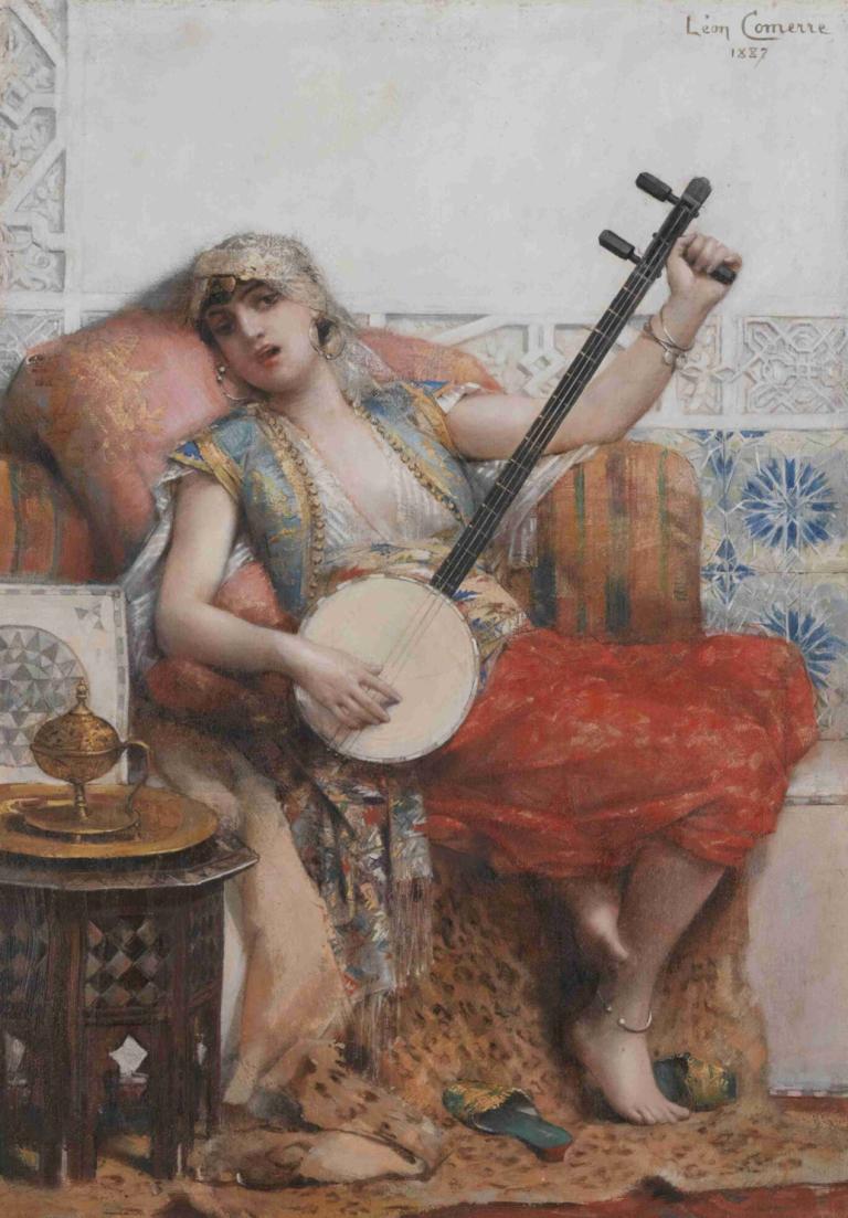 Odalisque,Odalisca,Léon François Comerre,Pittura ad olio,Pittura ad olio, gioielleria, strumento, orecchini