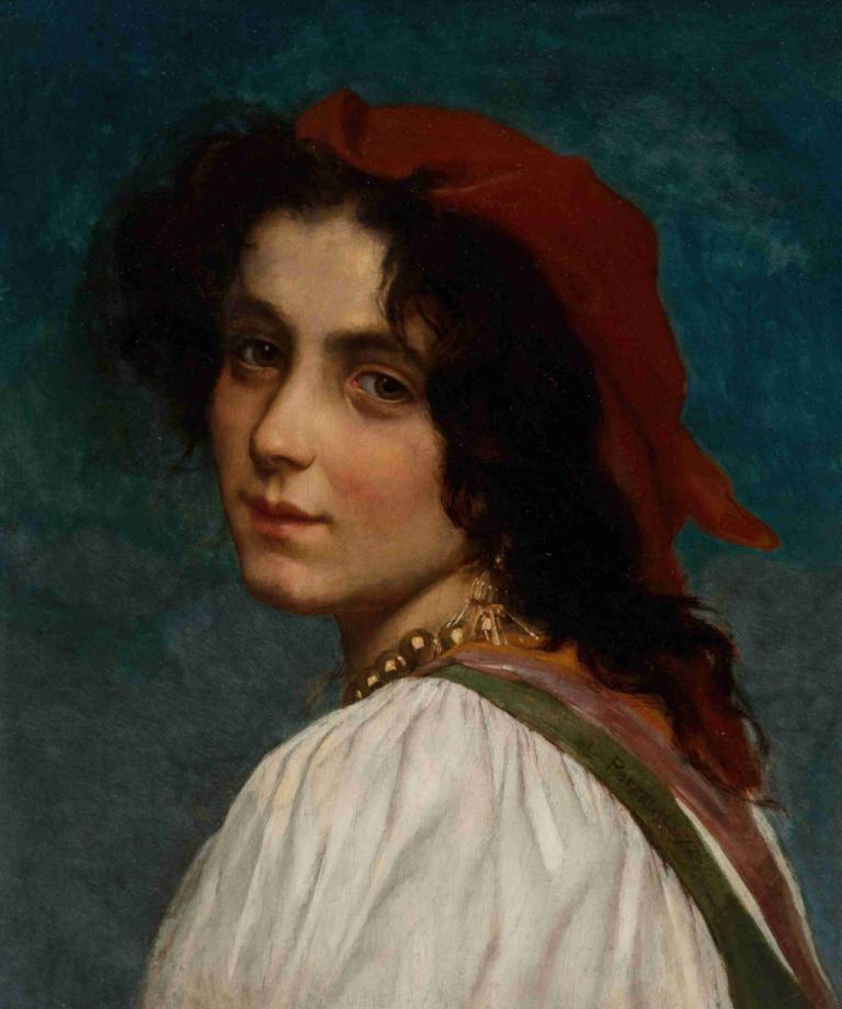 Jeaune fille,Chica joven,Léon-Jean-Basile Perrault,Pintura al óleo,Pintura al óleo, 1 chica, solo, joyas