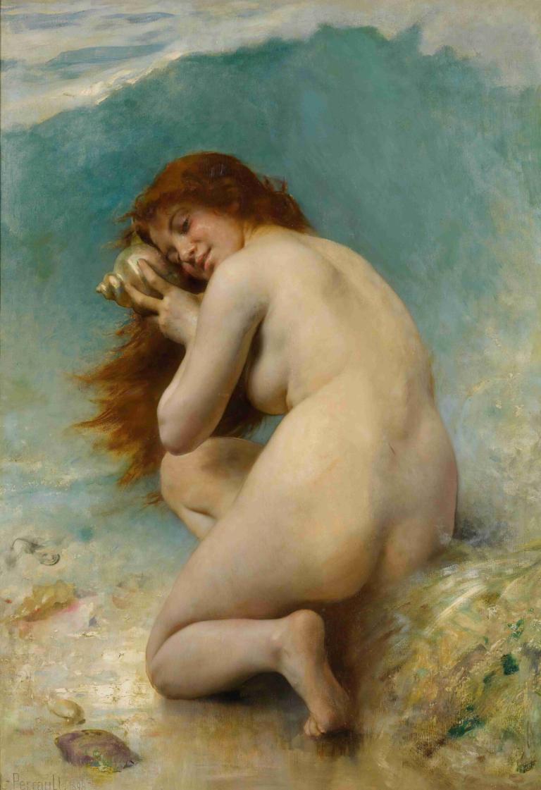 Nymphe Des Eaux,Vandnymfe,Léon-Jean-Basile Perrault,Oliemaleri,Oliemaleri, 1 pige, realistisk, kunstparodi