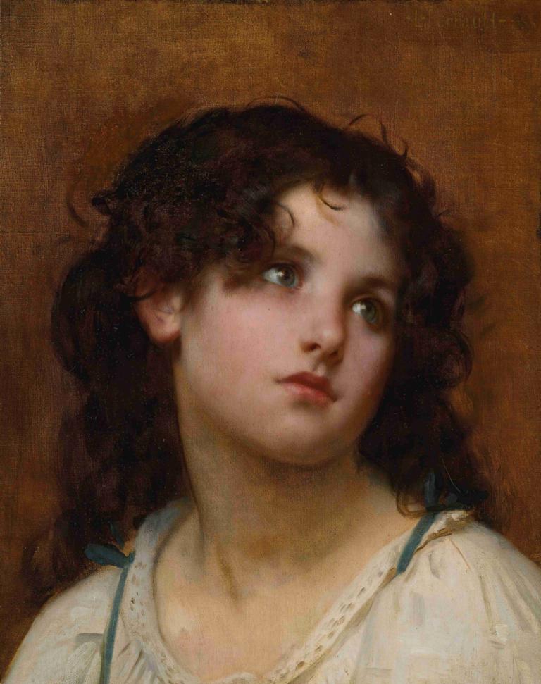 Portrait Of A Young Child,Portret van een jong kind,Léon-Jean-Basile Perrault,Olieverf,Olieverf, 1meisje