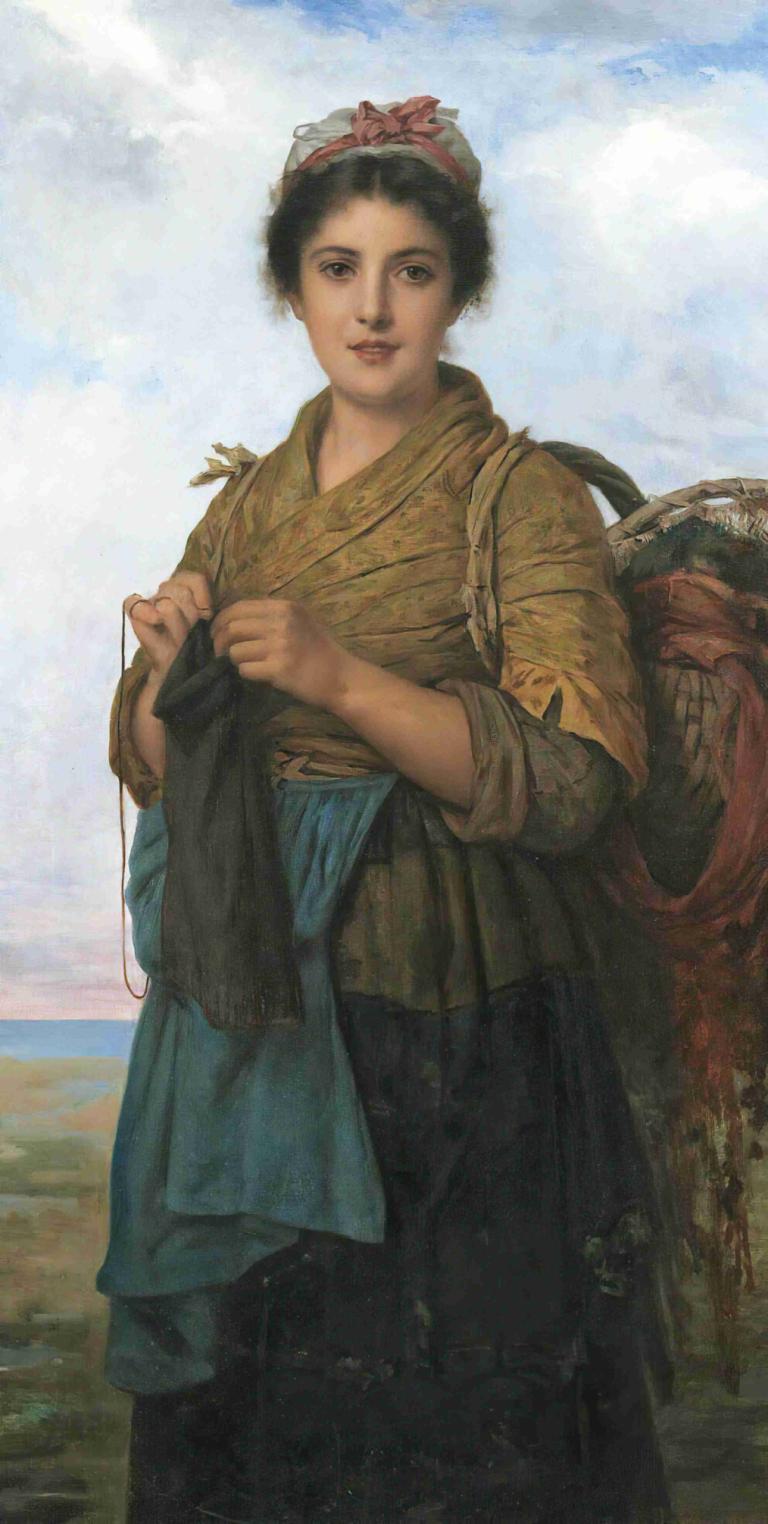 The Young Seamstress,La joven costurera,Léon-Jean-Basile Perrault,Pintura al óleo,Pintura al óleo, 1 chica