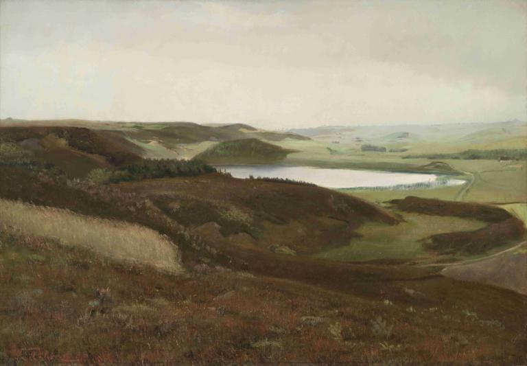 A Landscape near Bryrup, Jutland,Lanskap di dekat Bryrup, Jutlandia,L.A. Ring,Cincin L.A.,Lukisan cat minyak