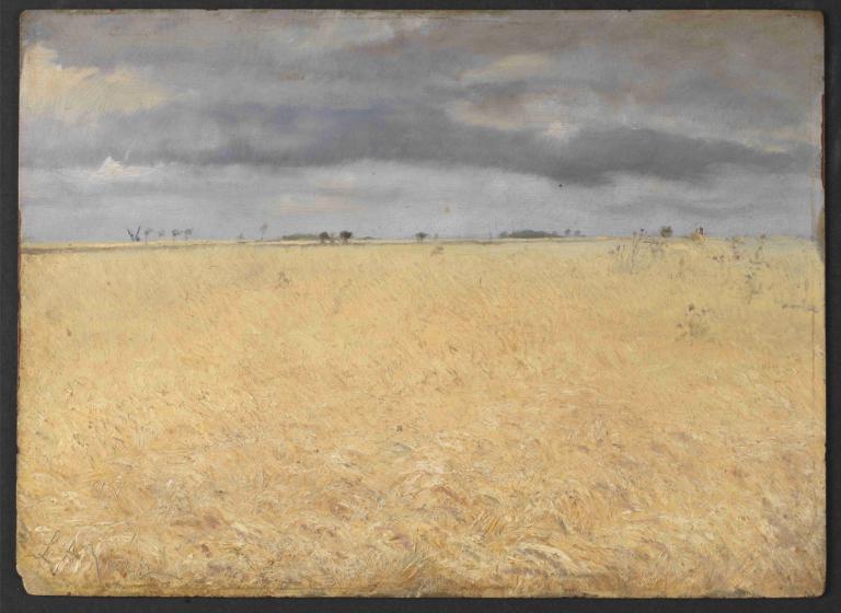 A Rye Field near Ring Village,L.A. Ring,Oil Painting,Oil Painting, no humans, field, cloud, outdoors, sky