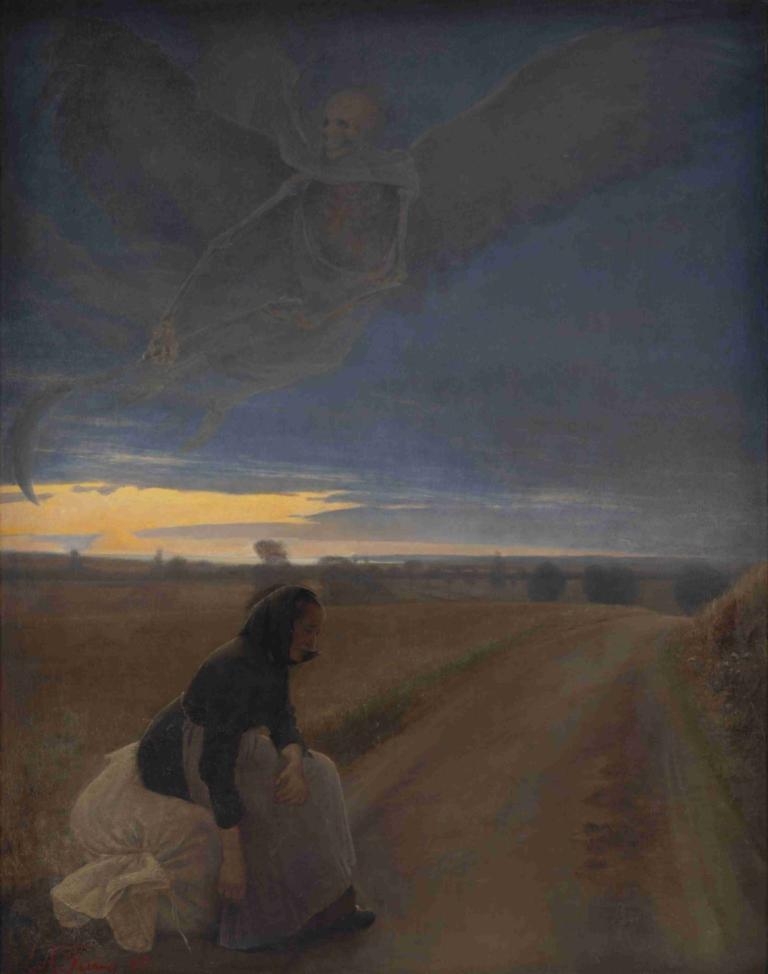 Evening,Por la noche,L.A. Ring,Pintura al óleo,Pintura al óleo, sesión, 1 chica, al aire libre, cielo, nube