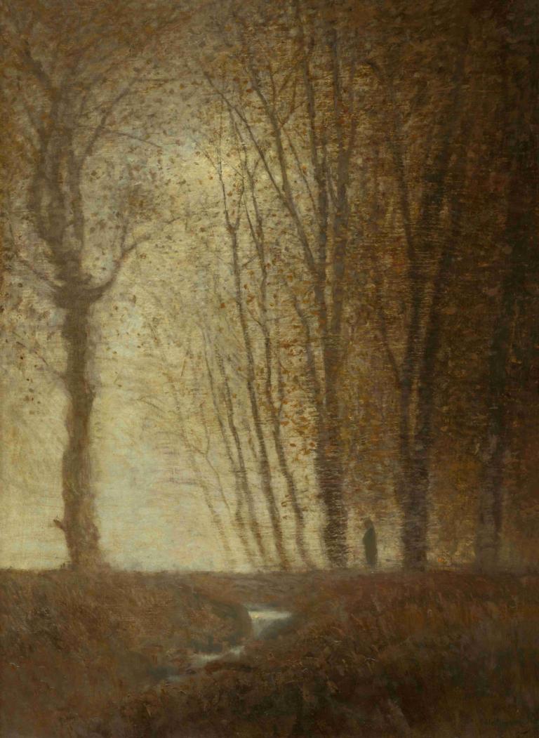 Edge of the Forest in the Moonlight,Rand van het bos in het maanlicht,Ladislav Mednyánszky,Olieverf,Olieverf