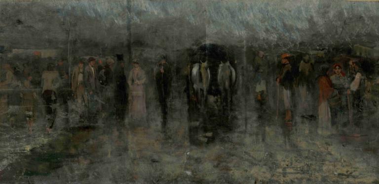 Gloomy Fair I. (Outcasts),Düsterer Jahrmarkt I. (Ausgestoßene),Ladislav Mednyánszky,Ölgemälde,Ölgemälde