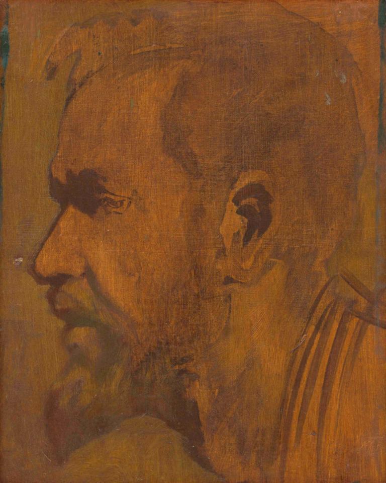 Head Study of a Thinker,Исследование головы мыслителя,Ladislav Mednyánszky,Ладислав Меднянский,Эскиз,Эскиз