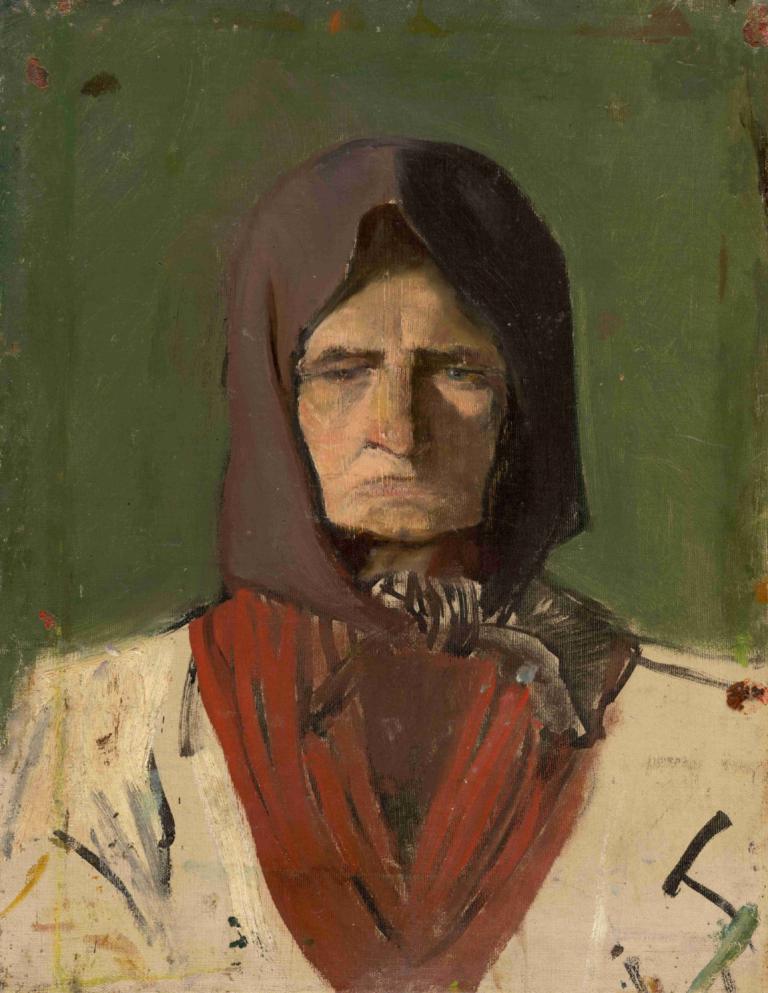 Head of a Villager in a Dark Scarf,Голова деревенского жителя в темном шарфе,Ladislav Mednyánszky