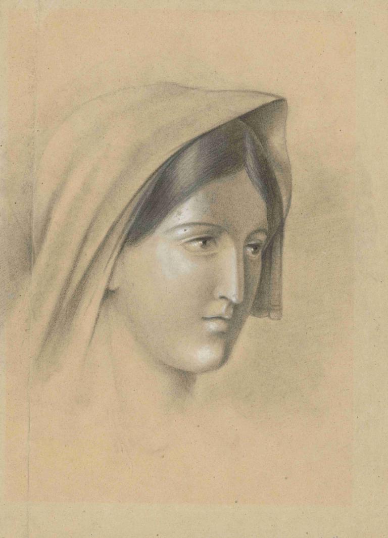 Head of a Woman in a Scarf,Голова женщины в шарфе,Ladislav Mednyánszky,Ладислав Меднянский,Цветной эскиз