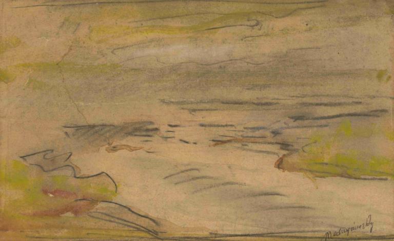 Landscape with a lake,Landskap med sjö,Ladislav Mednyánszky,Oljemålning,Oljemålning, inga människor