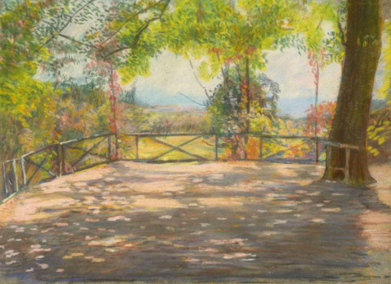 Motif in Park,Motiv i park,Ladislav Mednyánszky,Oljemålning,Oljemålning, inga människor, träd, landskap