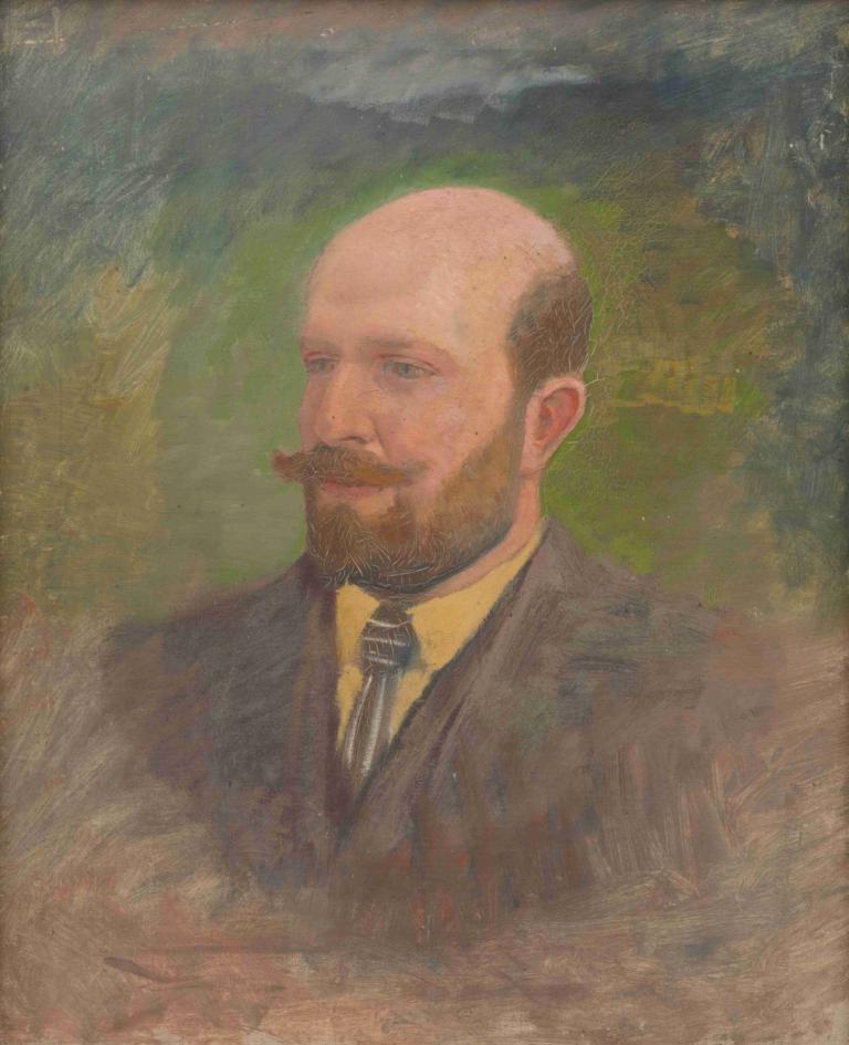 Portrait of a Man with a Tie,Porträtt av en man med slips,Ladislav Mednyánszky,Oljemålning,Oljemålning