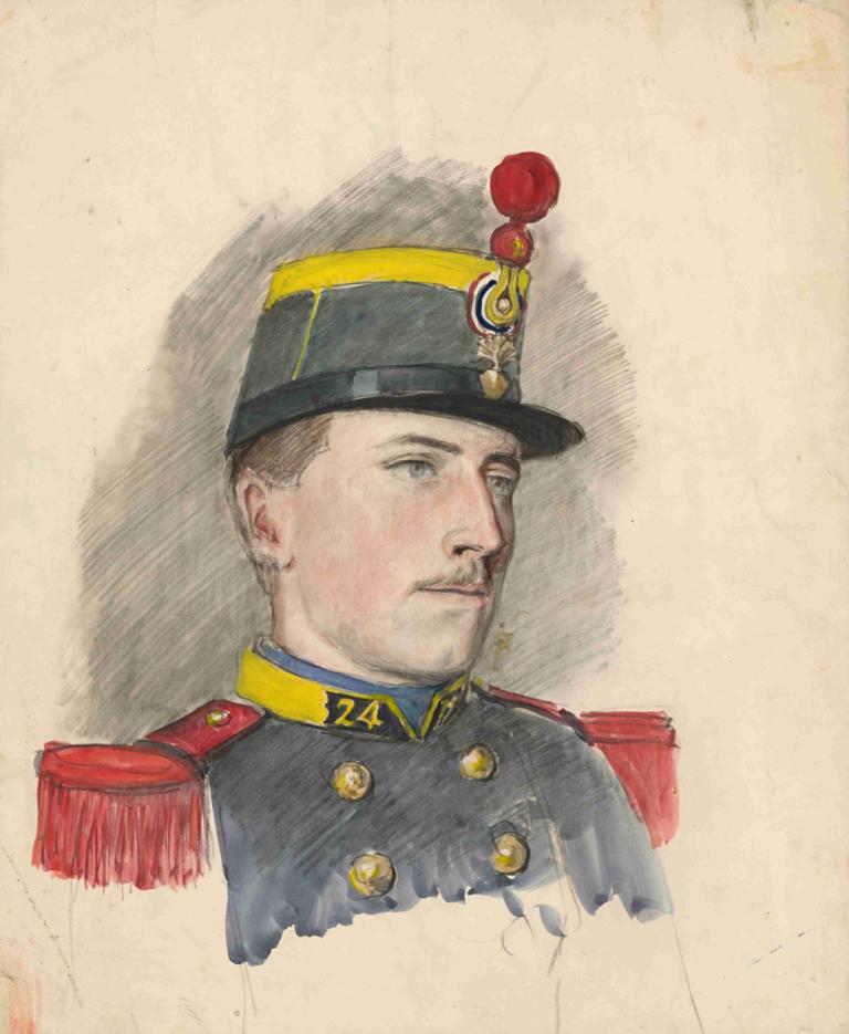 Portrait of a soldier,Porträtt av en soldat,Ladislav Mednyánszky,Färgskiss,Färgskiss, 1 pojke, solo