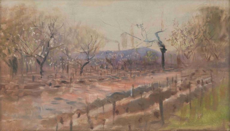 Spring landscape (Spring in an orchard),Paysage printanier (Printemps dans un verger),Ladislav Mednyánszky