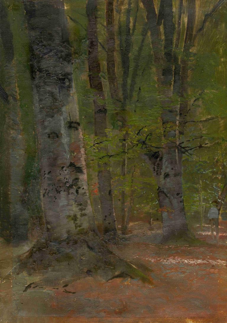 Study of Forest Interior,Studie av skogens inre,Ladislav Mednyánszky,Oljemålning,Oljemålning, landskap