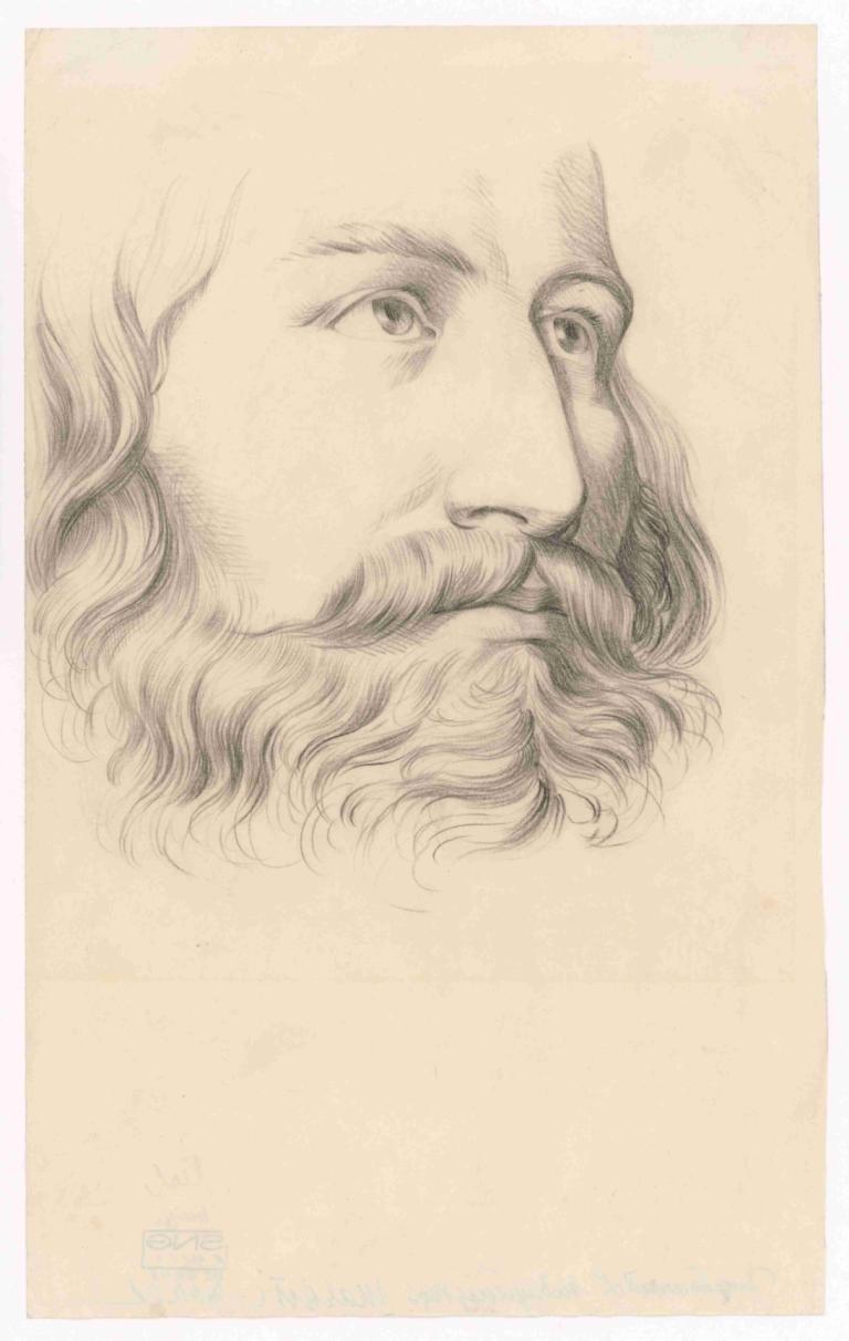 Study of a Male Head with Moustache and Beard,Étude d'une tête d'homme avec moustache et barbe